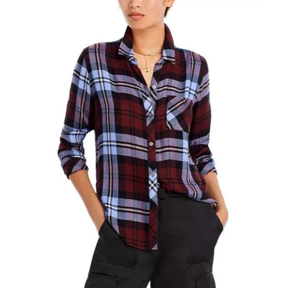 Rails Women's Hunter Flannel Plaid Button-Up Shirt Mulberry Plum S Cabincore